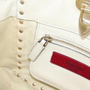 Valentino Studs Hand Bag Leather Ivory Gold Auth hk4155-22