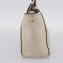 Valentino Studs Hand Bag Leather Ivory Gold Auth hk4155-3