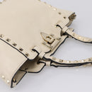 Valentino Studs Hand Bag Leather Ivory Gold Auth hk4155-6