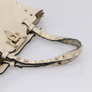 Valentino Studs Hand Bag Leather Ivory Gold Auth hk4155-7