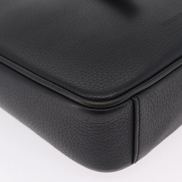 BURBERRY Shoulder Bag Leather Black Silver Auth hk4156A