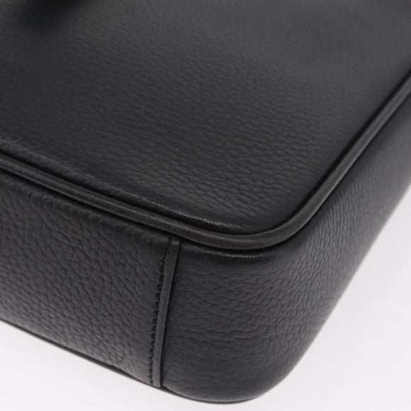BURBERRY Shoulder Bag Leather Black Silver Auth hk4156A