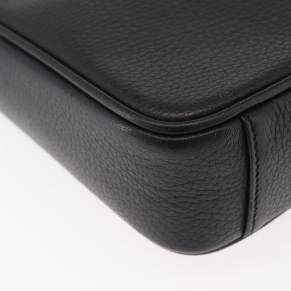BURBERRY Shoulder Bag Leather Black Silver Auth hk4156A
