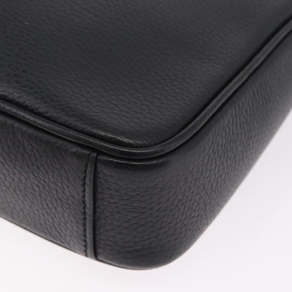 BURBERRY Shoulder Bag Leather Black Silver Auth hk4156A