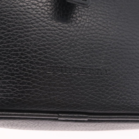 BURBERRY Shoulder Bag Leather Black Silver Auth hk4156A