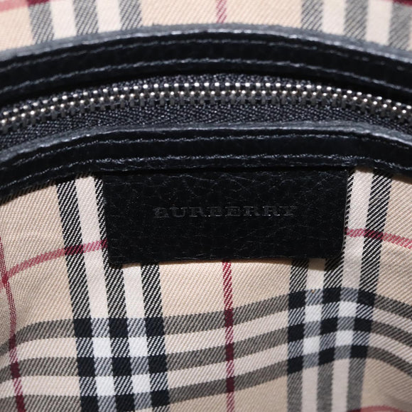 BURBERRY Shoulder Bag Leather Black Silver Auth hk4156A