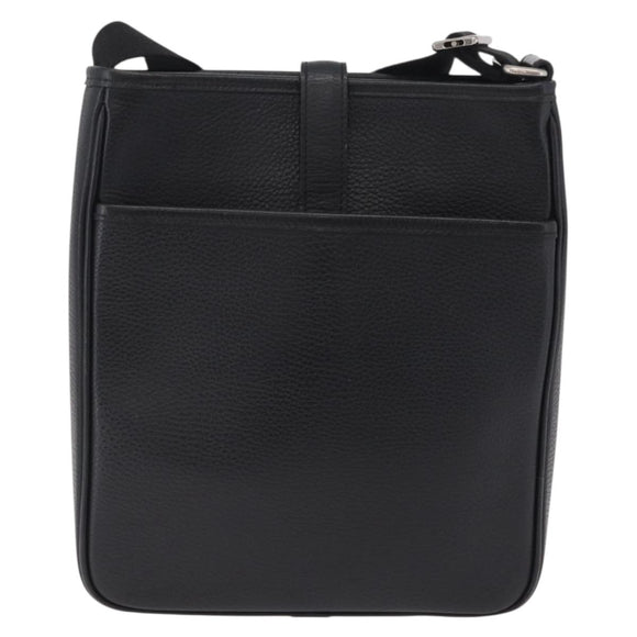 BURBERRY Shoulder Bag Leather Black Silver Auth hk4156A