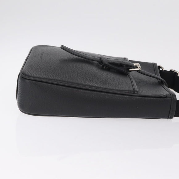 BURBERRY Shoulder Bag Leather Black Silver Auth hk4156A