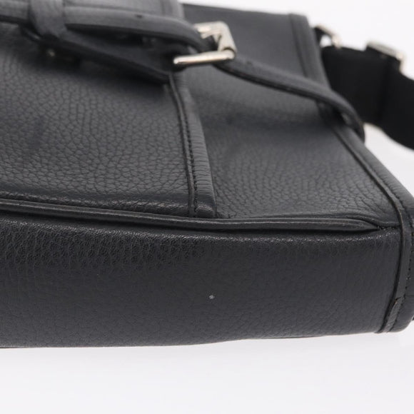 BURBERRY Shoulder Bag Leather Black Silver Auth hk4156A