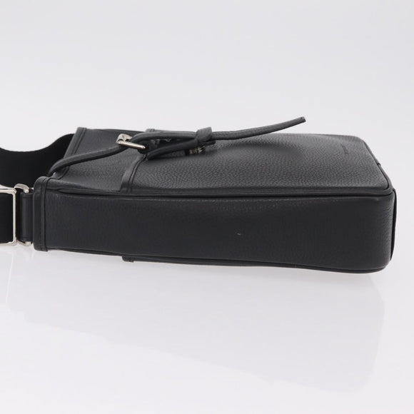 BURBERRY Shoulder Bag Leather Black Silver Auth hk4156A