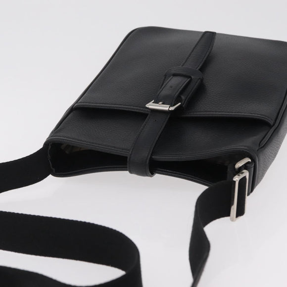 BURBERRY Shoulder Bag Leather Black Silver Auth hk4156A