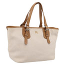BURBERRY Blue Label Tote Bag Canvas White Silver Auth hk4157-1