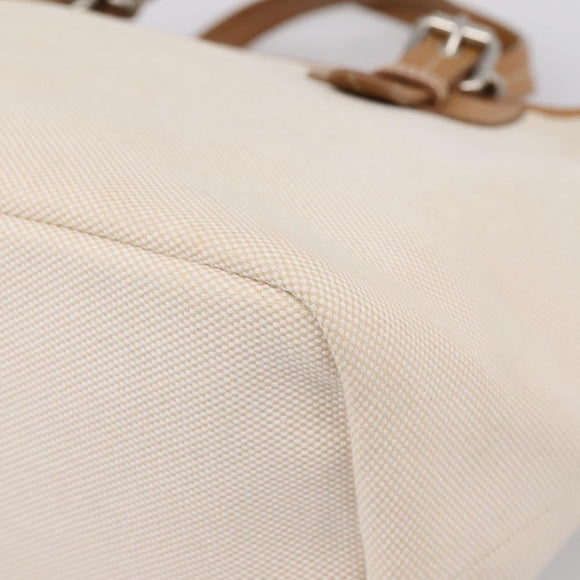 BURBERRY Blue Label Tote Bag Canvas White Silver Auth hk4157