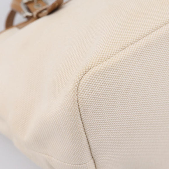 BURBERRY Blue Label Tote Bag Canvas White Silver Auth hk4157