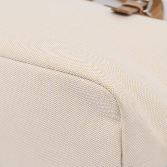 BURBERRY Blue Label Tote Bag Canvas White Silver Auth hk4157