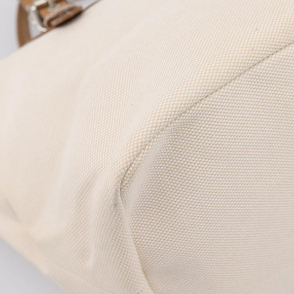 BURBERRY Blue Label Tote Bag Canvas White Silver Auth hk4157