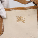 BURBERRY Blue Label Tote Bag Canvas White Silver Auth hk4157-18