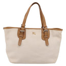 BURBERRY Blue Label Tote Bag Canvas White Silver Auth hk4157-13