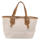 BURBERRY Blue Label Tote Bag Canvas White Silver Auth hk4157-2