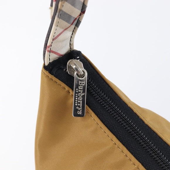 Burberrys Blue Label Shoulder Bag Nylon Beige Silver Auth hk4158