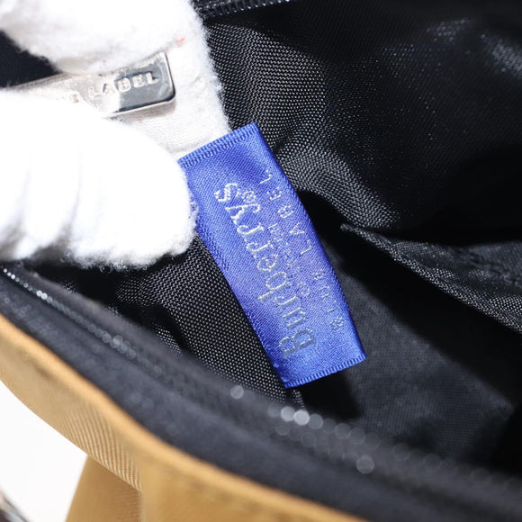 Burberrys Blue Label Shoulder Bag Nylon Beige Silver Auth hk4158