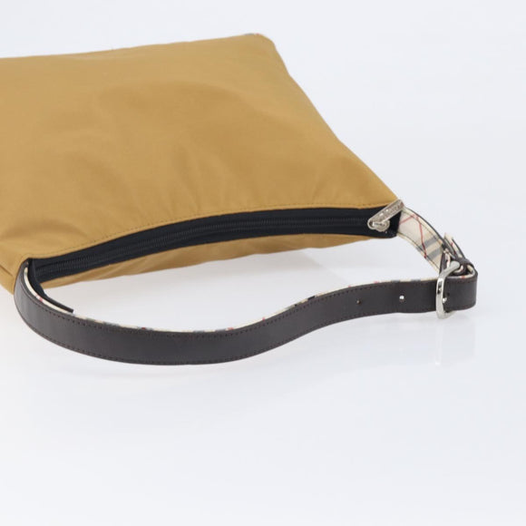 Burberrys Blue Label Shoulder Bag Nylon Beige Silver Auth hk4158