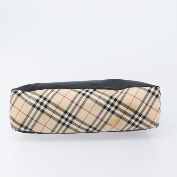 BURBERRY Blue Label Hand Bag Nylon Black Silver Auth hk4159