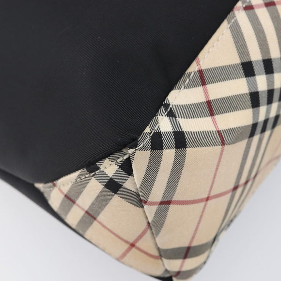 BURBERRY Blue Label Hand Bag Nylon Black Silver Auth hk4159