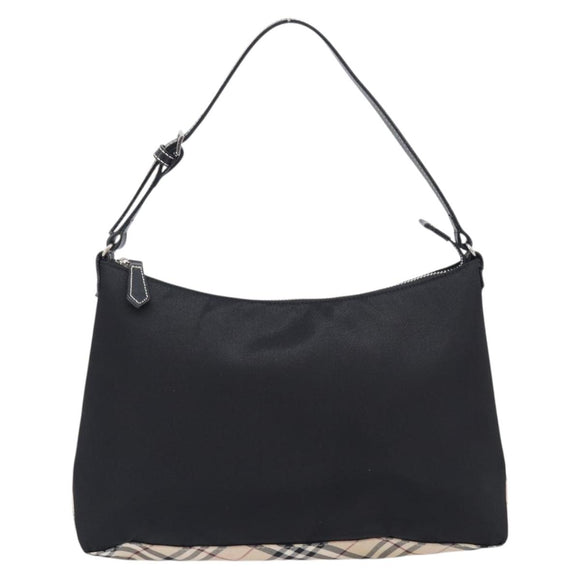 BURBERRY Blue Label Hand Bag Nylon Black Silver Auth hk4159