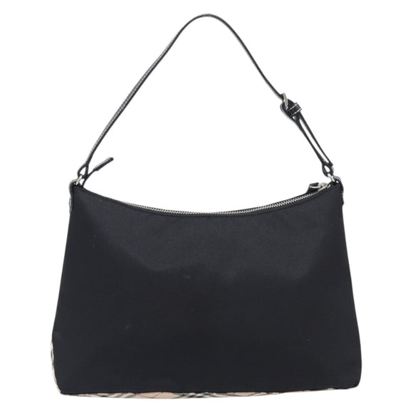 BURBERRY Blue Label Hand Bag Nylon Black Silver Auth hk4159