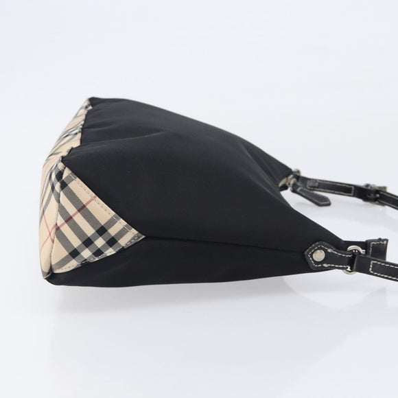 BURBERRY Blue Label Hand Bag Nylon Black Silver Auth hk4159
