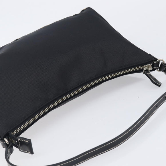 BURBERRY Blue Label Hand Bag Nylon Black Silver Auth hk4159