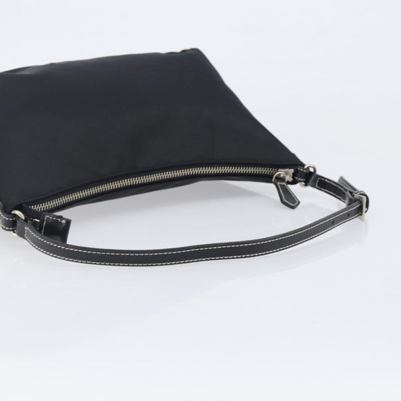BURBERRY Blue Label Hand Bag Nylon Black Silver Auth hk4159