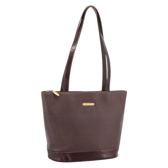 Burberrys Tote Bag Leather Gold Brown Auth hk4160