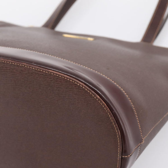 Burberrys Tote Bag Leather Gold Brown Auth hk4160