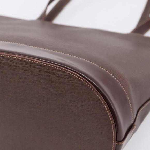 Burberrys Tote Bag Leather Gold Brown Auth hk4160
