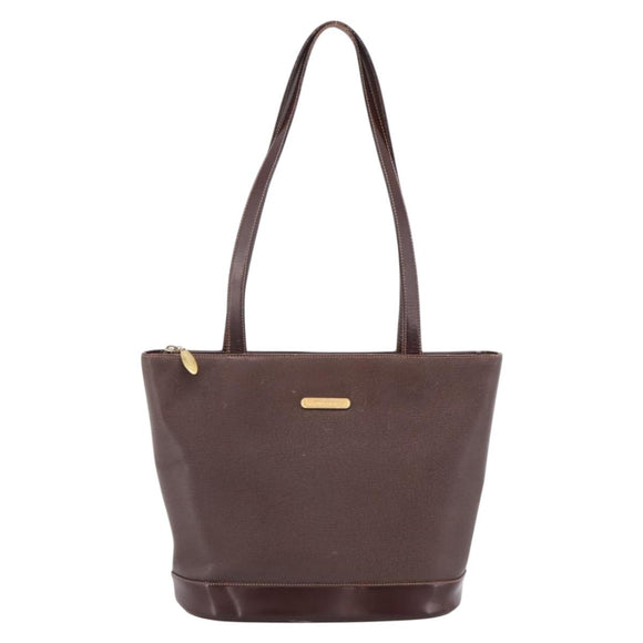 Burberrys Tote Bag Leather Gold Brown Auth hk4160