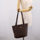 Burberrys Tote Bag Leather Gold Brown Auth hk4160-23