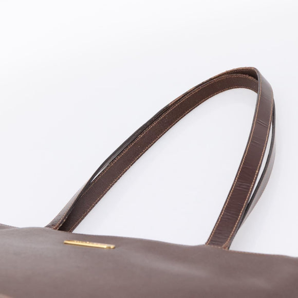 Burberrys Tote Bag Leather Gold Brown Auth hk4160