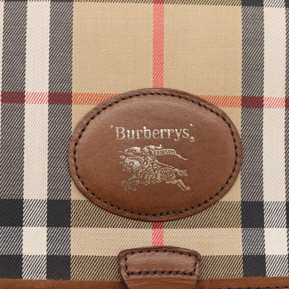 Burberrys Nova Check Clutch Bag Canvas Beige Gold Auth hk4161