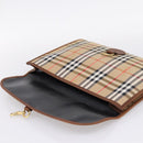 Burberrys Nova Check Clutch Bag Canvas Beige Gold Auth hk4161-14