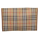 Burberrys Nova Check Clutch Bag Canvas Beige Gold Auth hk4161-3