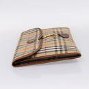 Burberrys Nova Check Clutch Bag Canvas Beige Gold Auth hk4161-4