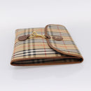 Burberrys Nova Check Clutch Bag Canvas Beige Gold Auth hk4161-5