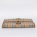 Burberrys Nova Check Clutch Bag Canvas Beige Gold Auth hk4161-6