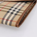 Burberrys Nova Check Clutch Bag Canvas Beige Gold Auth hk4161-8
