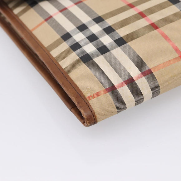 Burberrys Nova Check Clutch Bag Canvas Beige Gold Auth hk4161