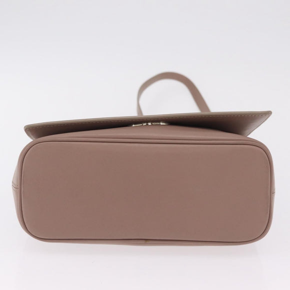 BVLGARI Duet Hand Bag Leather 2way Beige Gold Auth hk4163A