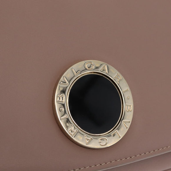 BVLGARI Duet Hand Bag Leather 2way Beige Gold Auth hk4163A