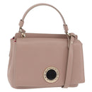 BVLGARI Duet Hand Bag Leather 2way Beige Gold Auth hk4163A-1